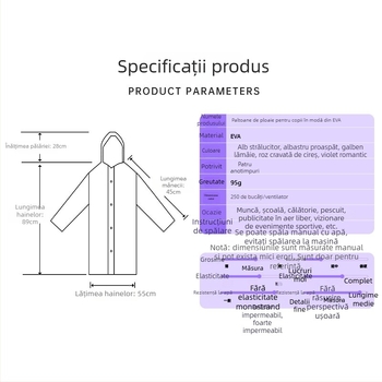 Poncho de ploaie din EVA pentru copii, gros, reutilizabil, pentru școală, pentru 1 copil, vârsta 7–12 ani