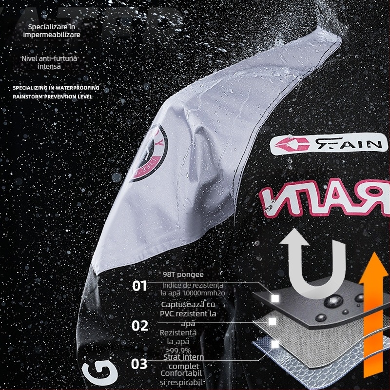 Poncă impermeabilă split pentru motocicletă și scuter electric, țesătură 22-silk, strat impermeabil cu PVC, pentru un adult
