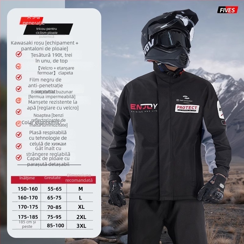 Poncă impermeabilă split pentru motocicletă și scuter electric, țesătură 22-silk, strat impermeabil cu PVC, pentru un adult