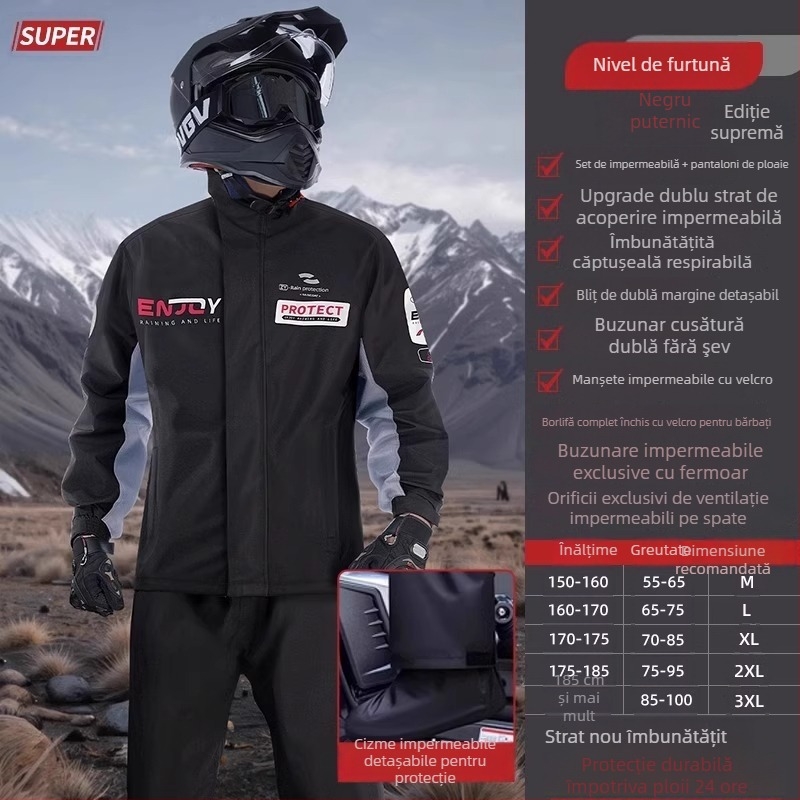 Poncă impermeabilă split pentru motocicletă și scuter electric, țesătură 22-silk, strat impermeabil cu PVC, pentru un adult