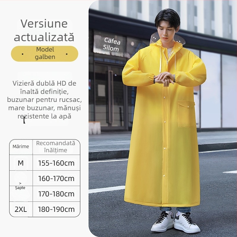 Pelerină de ploaie reutilizabilă pentru adulți, pentru motociclete și vehicule electrice, material EVA, gros, pentru o singură persoană