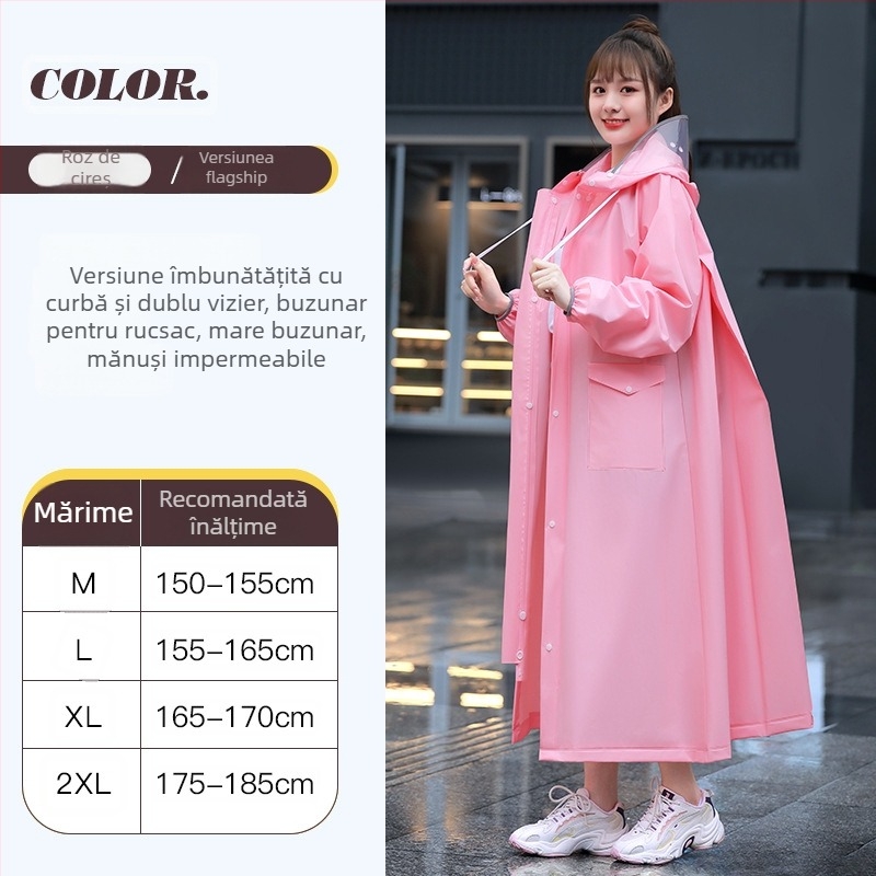 Pelerină de ploaie reutilizabilă pentru adulți, pentru motociclete și vehicule electrice, material EVA, gros, pentru o singură persoană