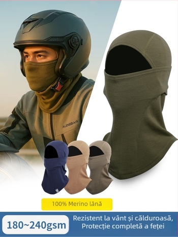 Masca cu glugă Merino pentru motocicletă: protecție solară, absorbție a transpirației pentru față, unisex, activități în aer liber