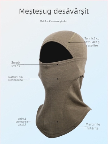 Masca cu glugă Merino pentru motocicletă: protecție solară, absorbție a transpirației pentru față, unisex, activități în aer liber