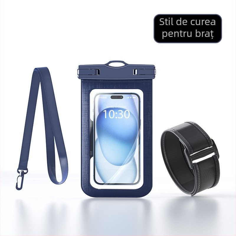 Husă impermeabilă de telefon cu bandă de braț, cu ecran tactil, material PVC, capacitate mare, pentru activități în aer liber