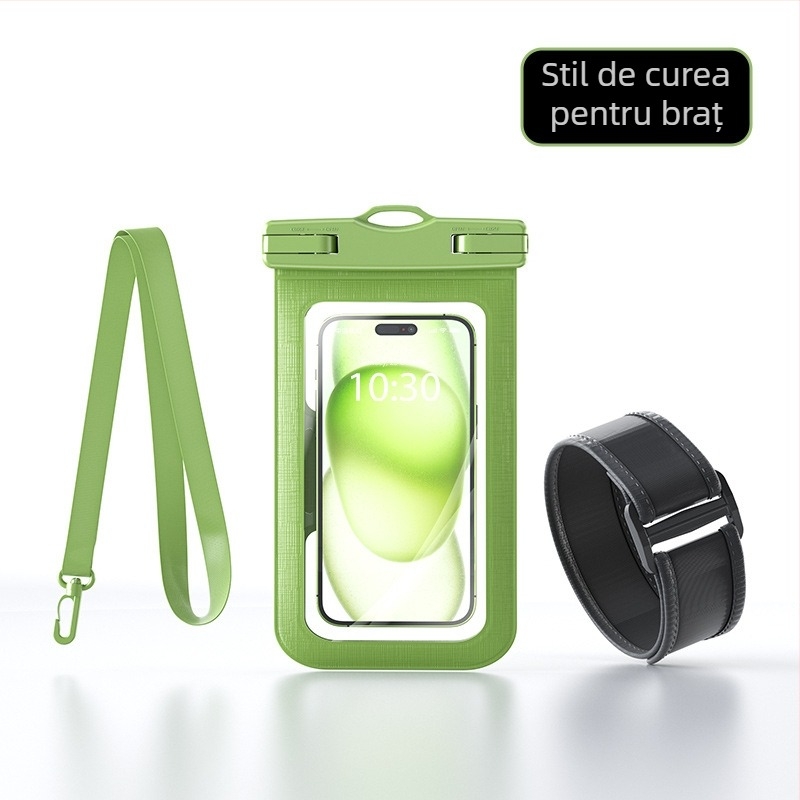Husă impermeabilă de telefon cu bandă de braț, cu ecran tactil, material PVC, capacitate mare, pentru activități în aer liber