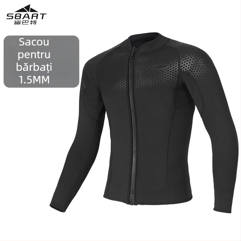 SBart 1.5mm costum de scufundări split, mânecă lungă, menține căldura, 90% neopren + 10% nylon, costum complet pentru bărbați, scufundări și înot