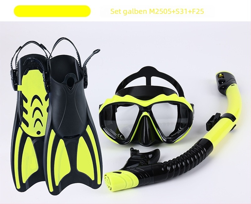 Set de snorkeling: înotătoare, snorkel uscat și mască de snorkeling; Material: PP, TPR, POM; Marcă: Asy; Potrivit pentru adulți și copii