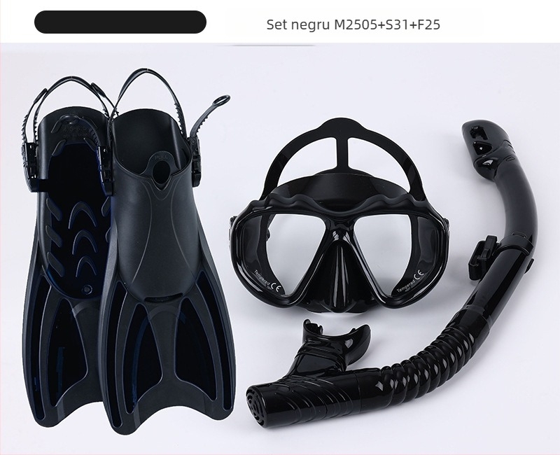 Set de snorkeling: înotătoare, snorkel uscat și mască de snorkeling; Material: PP, TPR, POM; Marcă: Asy; Potrivit pentru adulți și copii