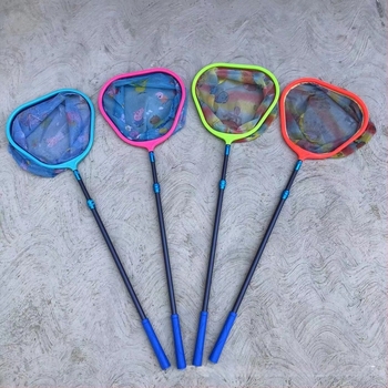 Set de plasă de pescuit pentru copii, cu tijă telescopică din oțel inoxidabil, pentru camping (adâncimea plasei 14 cm, plasă fină, tijă telescopică)