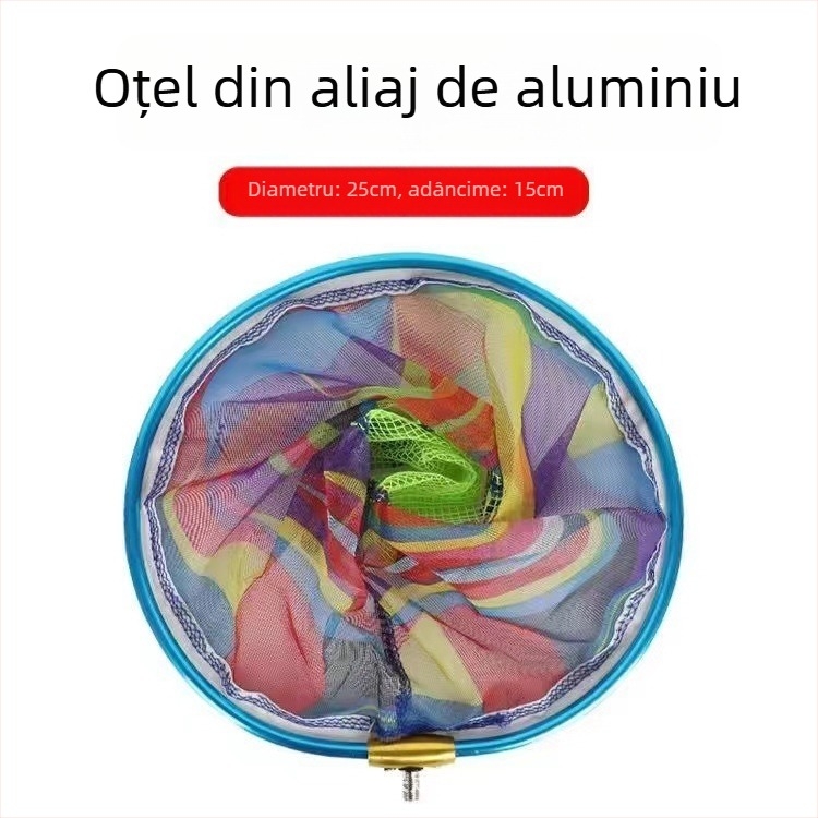 Set de plasă de pescuit pentru copii, cu tijă telescopică din oțel inoxidabil, pentru camping (adâncimea plasei 14 cm, plasă fină, tijă telescopică)