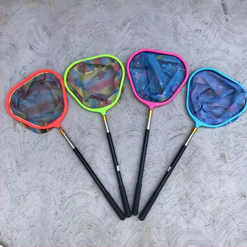 Set de plasă de pescuit pentru copii, cu tijă telescopică din oțel inoxidabil, pentru camping (adâncimea plasei 14 cm, plasă fină, tijă telescopică)