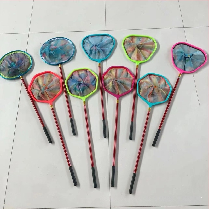 Set de plasă de pescuit pentru copii, cu tijă telescopică din oțel inoxidabil, pentru camping (adâncimea plasei 14 cm, plasă fină, tijă telescopică)