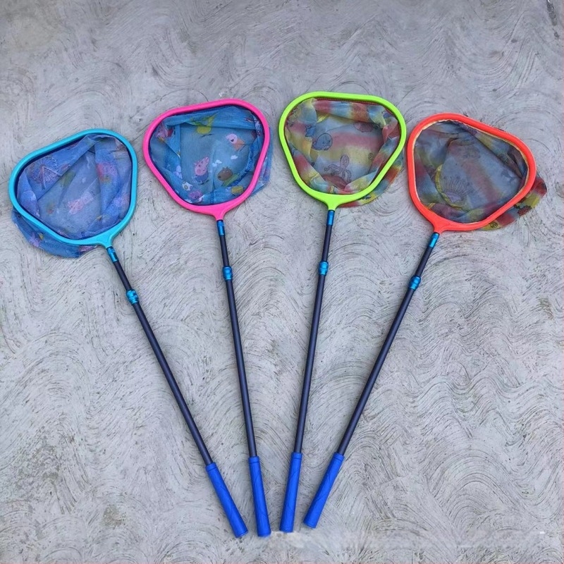 Set de plasă de pescuit pentru copii, cu tijă telescopică din oțel inoxidabil, pentru camping (adâncimea plasei 14 cm, plasă fină, tijă telescopică)