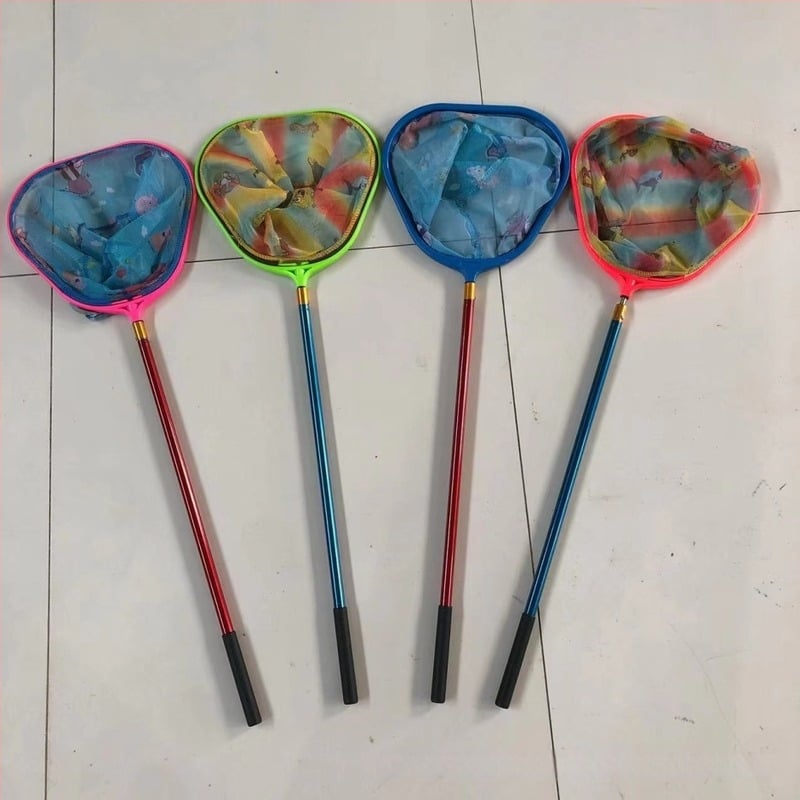 Set de plasă de pescuit pentru copii, cu tijă telescopică din oțel inoxidabil, pentru camping (adâncimea plasei 14 cm, plasă fină, tijă telescopică)