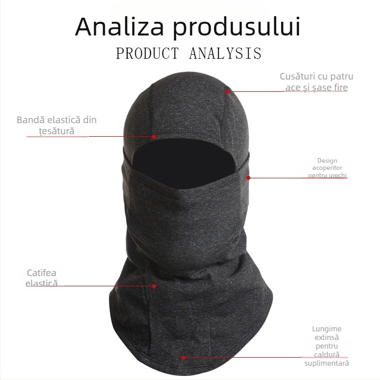 Mască de ciclism unisex cu căptușeală pentru cască, catifea stretch 300 g, Maiden, protecție facială pentru ciclism în aer liber și schi, procesare personalizabilă