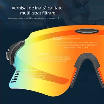 Ochelari de ciclism cu ramă completă, rezistenți la vânt, lentile interschimbabile — Model ZM99007-1, material PC