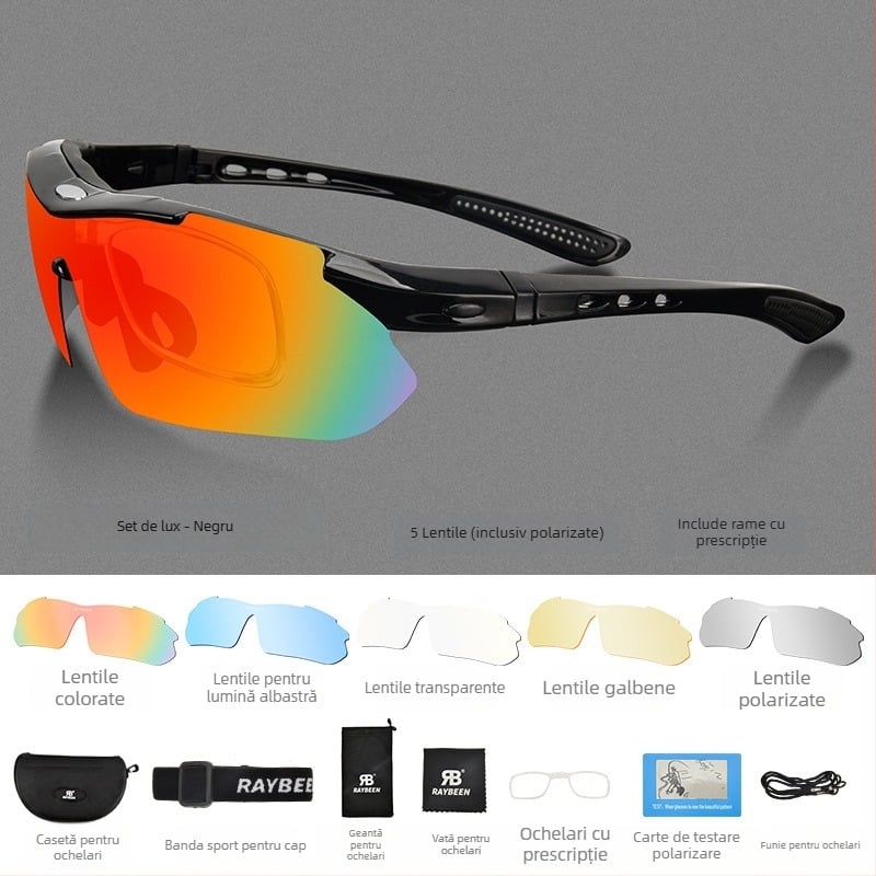 Ochelari polarizați pentru ciclism, YJ04, Strength Merchants, compatibili cu lentile de corecție, brațe detașabile, rășină de inginerie