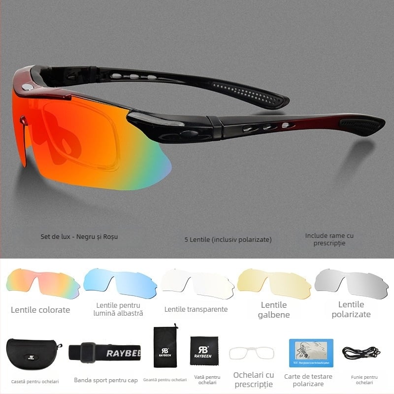 Ochelari polarizați pentru ciclism, YJ04, Strength Merchants, compatibili cu lentile de corecție, brațe detașabile, rășină de inginerie