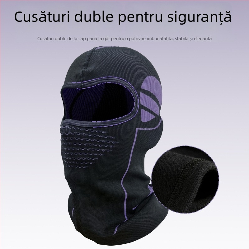 Mască de ciclism de iarnă cu glugă — rezistentă la vânt, caldă, acoperire tricotată pentru față, material nylon, marcă Jingxing, unisex