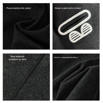 Masca de ciclism cu protecție împotriva vântului și guler căptușit cu fleece, din poliester, unisex