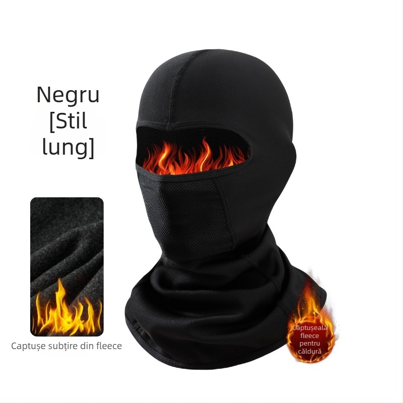 Masca de ciclism cu protecție împotriva vântului și guler căptușit cu fleece, din poliester, unisex