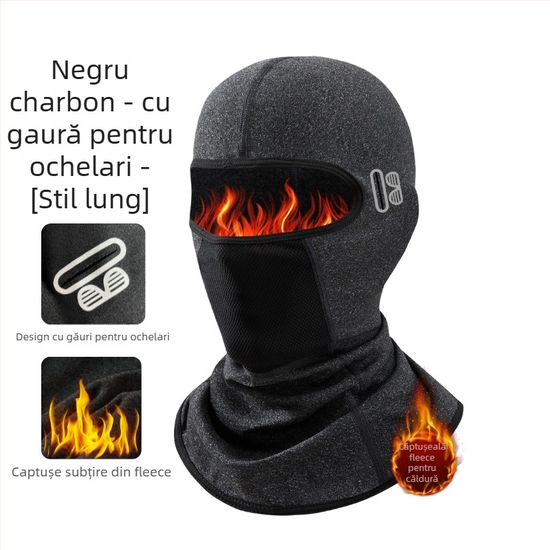 Masca de ciclism cu protecție împotriva vântului și guler căptușit cu fleece, din poliester, unisex