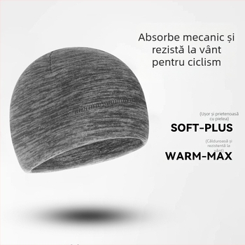 Șapcă sport unisex, fleece cationic, model cu dungi, design în contrast, pentru ciclism și alergare