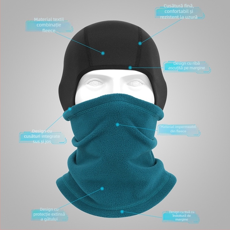 Mască de ciclism cu fleece polar, protecție pentru cap caldă pentru mers cu bicicleta și schi, poliester, brand Ruidong, unisex, rezistentă la vânt
