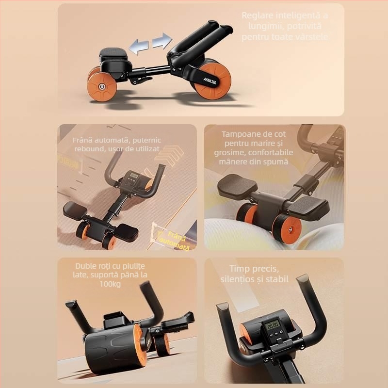 SEJIAN/SHULKEN Roata pentru abdomen, model nou cu 3 roți, nepliabilă, 2,2 kg, echipament de fitness pentru acasă/birou