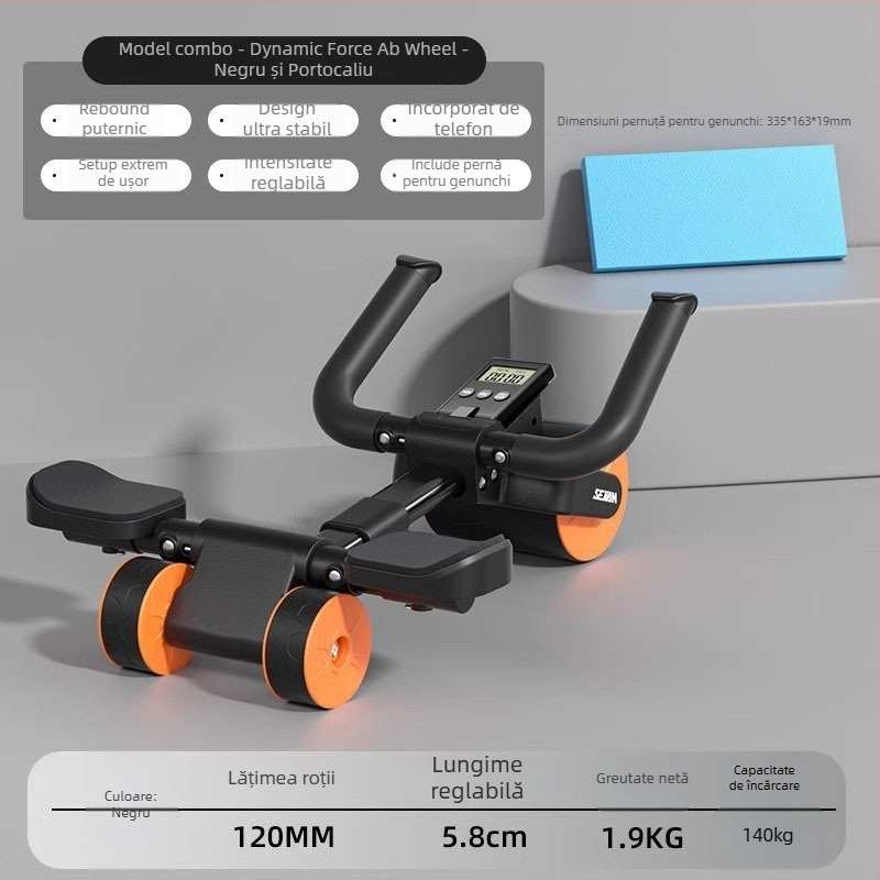 SEJIAN/SHULKEN Roata pentru abdomen, model nou cu 3 roți, nepliabilă, 2,2 kg, echipament de fitness pentru acasă/birou