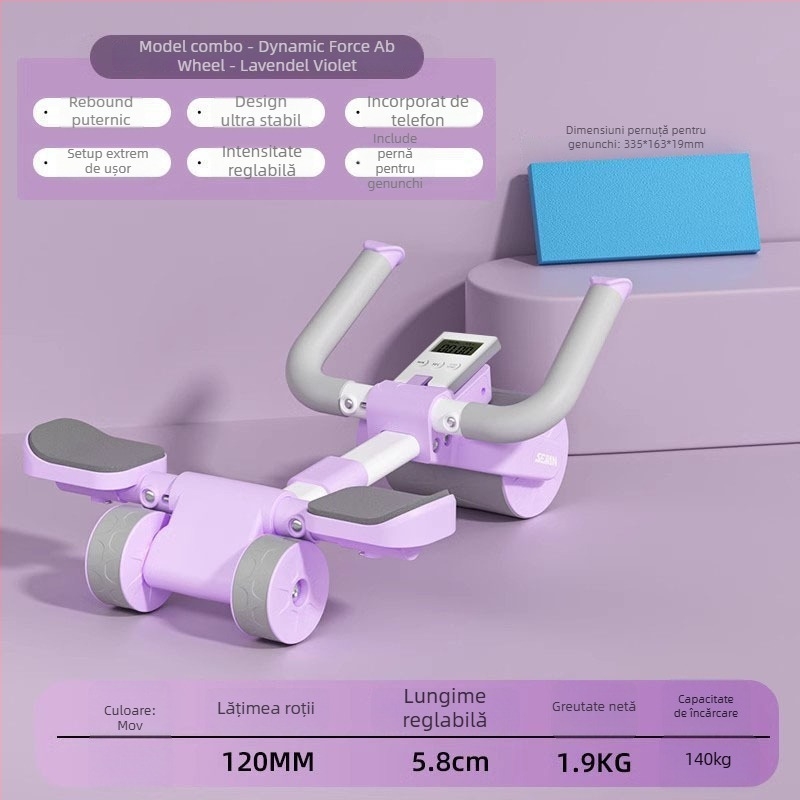 SEJIAN/SHULKEN Roata pentru abdomen, model nou cu 3 roți, nepliabilă, 2,2 kg, echipament de fitness pentru acasă/birou