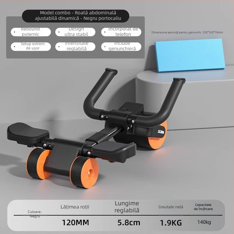 SEJIAN/SHULKEN Roata pentru abdomen, model nou cu 3 roți, nepliabilă, 2,2 kg, echipament de fitness pentru acasă/birou