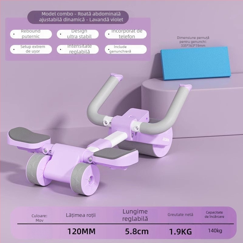 SEJIAN/SHULKEN Roata pentru abdomen, model nou cu 3 roți, nepliabilă, 2,2 kg, echipament de fitness pentru acasă/birou