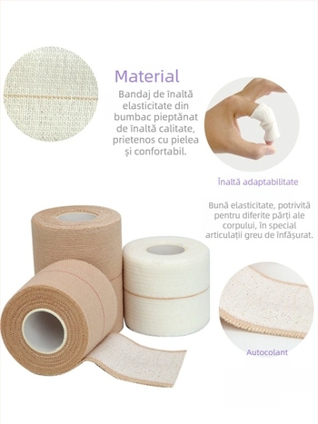 Bandaj elastic cu lipire pe o singură parte pentru susținerea gleznei, încheieturii și genunchiului – bumbac, pentru adulți, pentru ridicare de greutăți, sporturi de luptă, fitness (Echipament de protecție combinat)