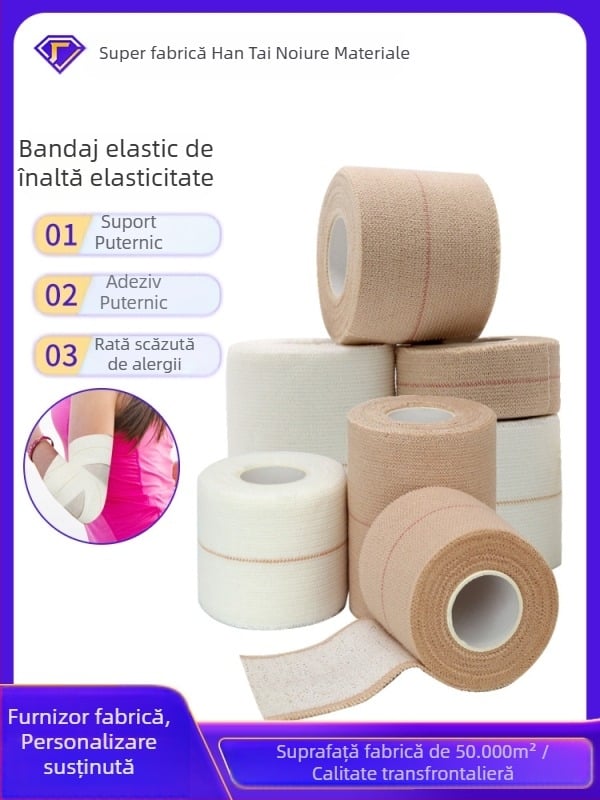 Bandaj elastic cu lipire pe o singură parte pentru susținerea gleznei, încheieturii și genunchiului – bumbac, pentru adulți, pentru ridicare de greutăți, sporturi de luptă, fitness (Echipament de protecție combinat)