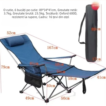 Pat de camping pliabil outdoor – portabil, cadru din fier, suprafață din țesătură Oxford, sarcină maximă 200 kg