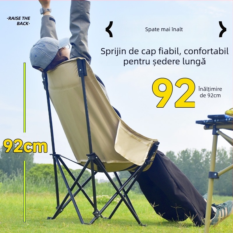 Scaun Moon pliabil pentru exterior, portabil, fotoliu reglabil, țesătură Oxford