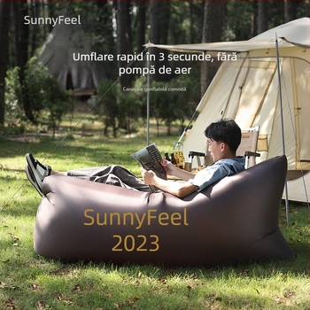 Canapea-pat gonflabilă pentru camping în aer liber, portabil pentru odihnă (Greutate: 800 g; Capacitate: 120 kg; Suprafața: material 210T în carouri; Categoria: pat gonflabil)