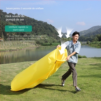 Canapea-pat gonflabilă pentru camping în aer liber, portabil pentru odihnă (Greutate: 800 g; Capacitate: 120 kg; Suprafața: material 210T în carouri; Categoria: pat gonflabil)