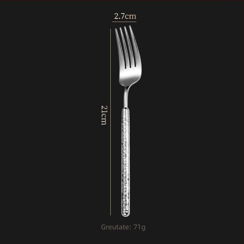 Set tacâmuri cuțit și furculiță din oțel inoxidabil 304, finisaj ciocănit cu diamant rotund, linguri cu mâner lung, stil retro lux
