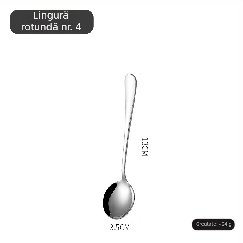 Set tacâmuri cu cuțit, furculiță și lingură în stil nordic, din oțel inoxidabil 410, finisaj oglindă, realizat manual cu procesare personalizată.