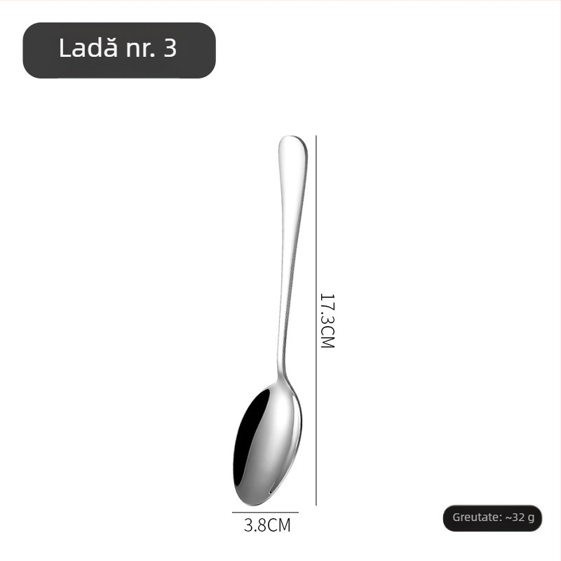 Set tacâmuri cu cuțit, furculiță și lingură în stil nordic, din oțel inoxidabil 410, finisaj oglindă, realizat manual cu procesare personalizată.