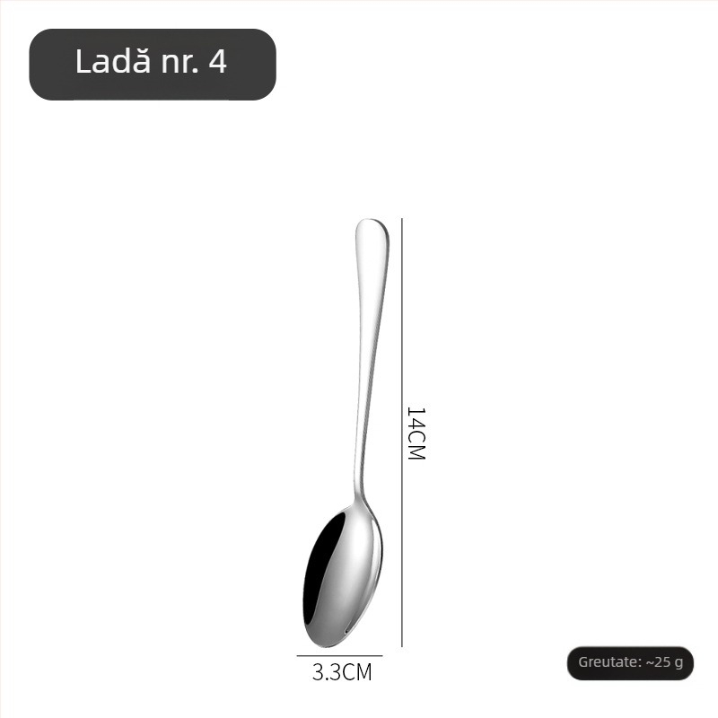 Set tacâmuri cu cuțit, furculiță și lingură în stil nordic, din oțel inoxidabil 410, finisaj oglindă, realizat manual cu procesare personalizată.