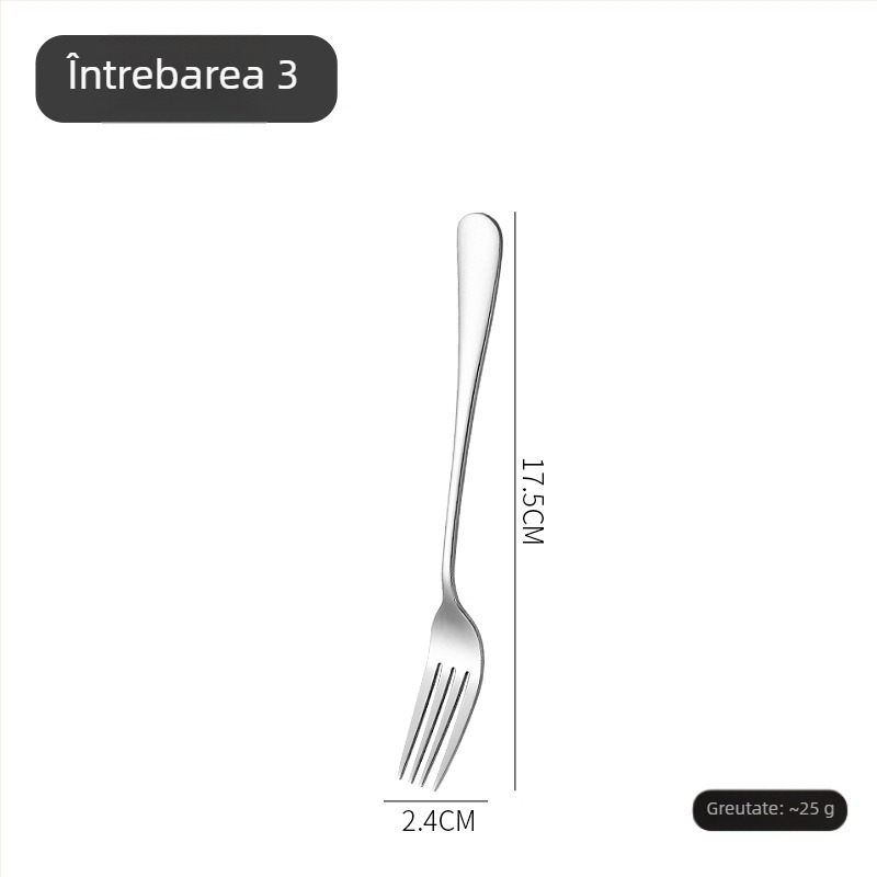 Set tacâmuri cu cuțit, furculiță și lingură în stil nordic, din oțel inoxidabil 410, finisaj oglindă, realizat manual cu procesare personalizată.