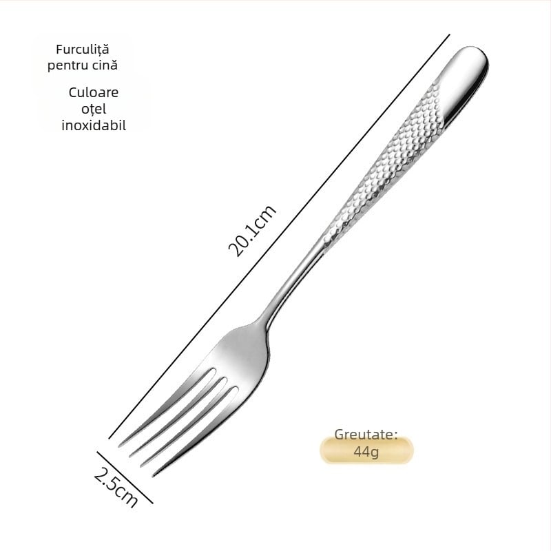 Platinum set tacâmuri din oțel inoxidabil 304 pentru mese occidentale: cuțit, furculiță și lingură, finisaj oglindit, stil lux ușor retro, personalizare disponibilă