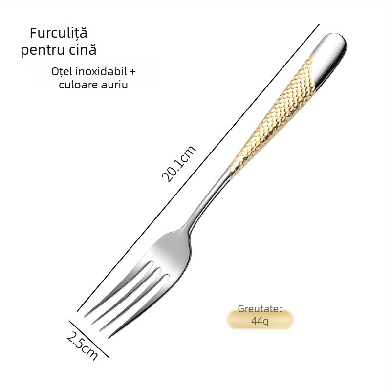 Platinum set tacâmuri din oțel inoxidabil 304 pentru mese occidentale: cuțit, furculiță și lingură, finisaj oglindit, stil lux ușor retro, personalizare disponibilă