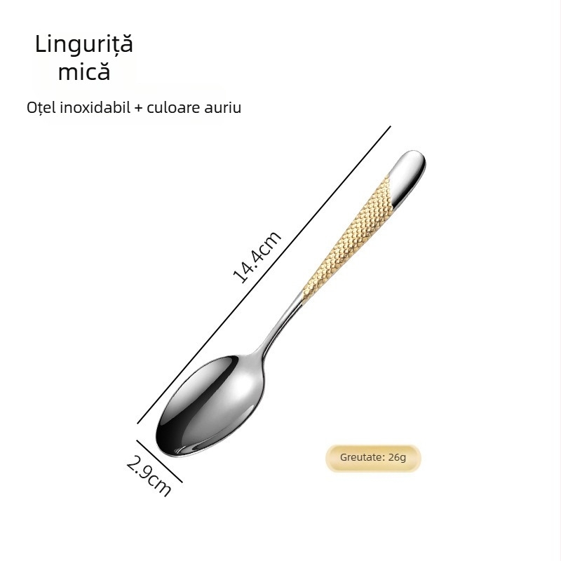 Platinum set tacâmuri din oțel inoxidabil 304 pentru mese occidentale: cuțit, furculiță și lingură, finisaj oglindit, stil lux ușor retro, personalizare disponibilă