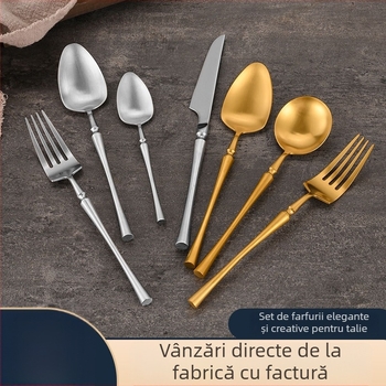 Set tacâmuri din oțel inoxidabil 304 cu talie mică, finisaj lustruit prin apă, stil coreean