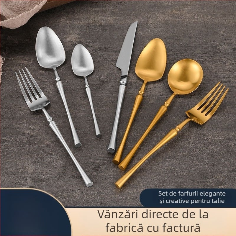 Set tacâmuri din oțel inoxidabil 304 cu talie mică, finisaj lustruit prin apă, stil coreean